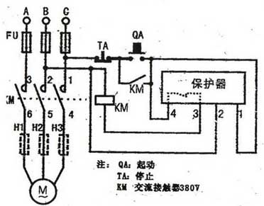 Wiring diagram of motor overload protector control circuit