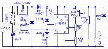 Time base circuit NE555 electric blanket temperature controller circuit