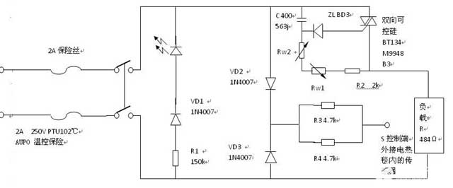 Diagrama de circuito de control de temperatura de manta eléctrica 1329a