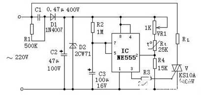 555 base de tiempo circuito de termostato de manta eléctrica integrado