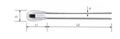  Single-ended glass seal thermistor